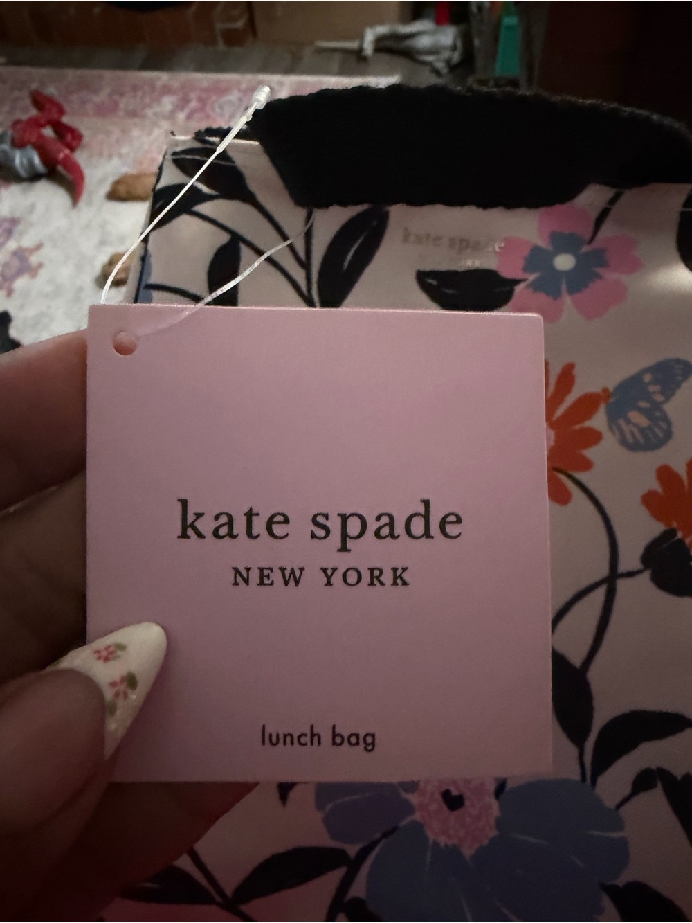 kate spade Floral Canvas Tote - Cream with Blue, Orange & Pink Flowers - Picture 6 of 8
